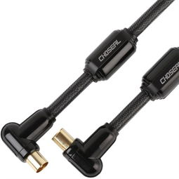 秋叶原qs7102t1d8 1.8米 有线电视信号线 射频线 标准tv接头 插口 插口 弯头 黑色家电配件产品图片3